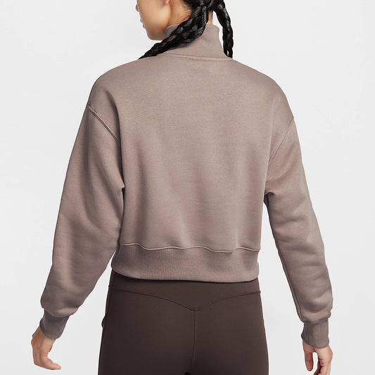 Felpa sportiva in pile corto con mezza zip ufficiale Nike New da donna DQ5768-233