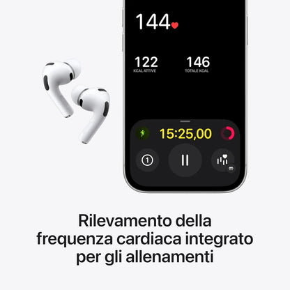 Nuovo Apple AirPods Pro 3, Cancellazione attiva del rumore, Rilevamento della frequenza cardiaca, Cuffie Bluetooth, Audio spaziale, Suono ad alta fedeltà, Ricarica USB-C