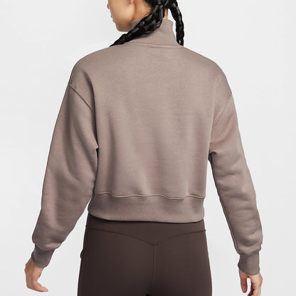 Felpa sportiva in pile corto con mezza zip ufficiale Nike New da donna DQ5768-233