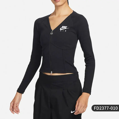 Felpa Nike ufficiale autentica Sportswear da donna a maniche lunghe con zip sul davanti FD2377-010