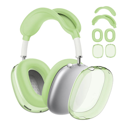 Custodia trasparente 4 in 1 in Silicone + TPU custodia antiurto per auricolari auricolari fodera per fascia cuscino per l'orecchio/protezione per paraorecchie per AirPods Max