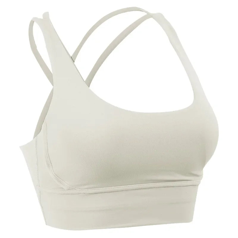 Nuovo reggiseno sportivo push up gilet da yoga incrociato sul retro fitness top imbottito sexy lecture ammortizzante corsa crop top traspirante abbigliamento sportivo