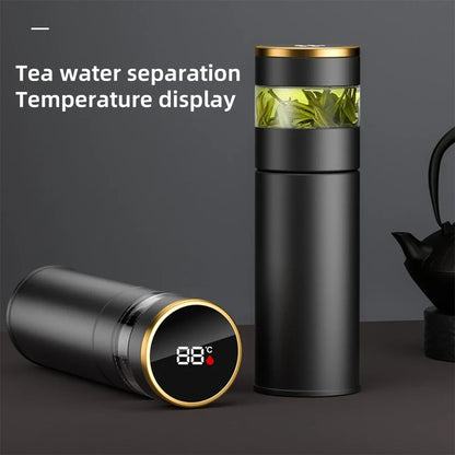 Thermos in acciaio inossidabile 316 per tè Bottiglia d'acqua isolata sotto vuoto Bicchiere Infusore per tè Bottiglia thermos Display della temperatura a LED
