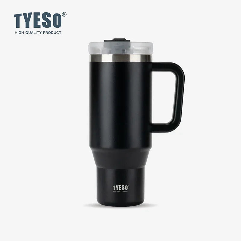 Tyeso 900ML Tumbler Bottiglia Tazza per auto in acciaio inossidabile con manico Tazza calda per caffè termica ghiacciata da viaggio