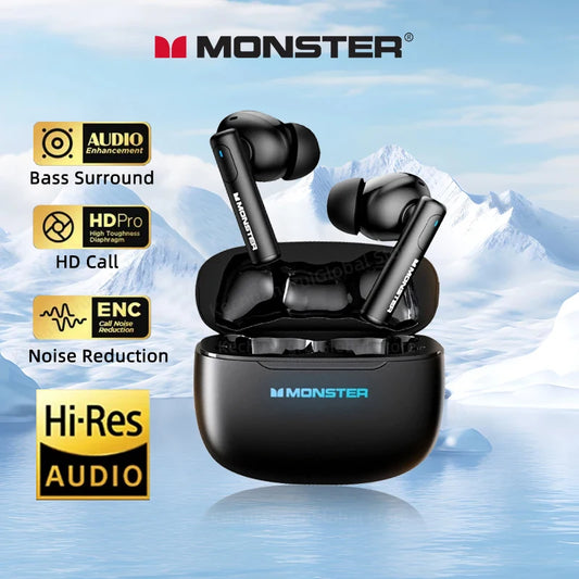Monster XKT26 Auricolari Bluetooth 5.4 TWS Hifi Stereo Cuffie senza fili Gamer Cuffie con riduzione del rumore Auricolari sportivi 2025 Nuovo