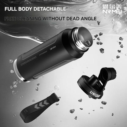 Bottiglia termica in acciaio inossidabile da 1 litro, tazza d'acqua, sport all'aria aperta, con manico, boccette a doppia parete sottovuoto