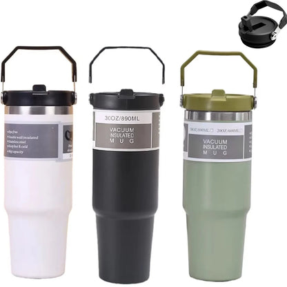 Tazza termica in acciaio inossidabile da 30 Oz, manico in nastro isolante sottovuoto a doppio strato, perfetto per bevande ghiacciate e calde