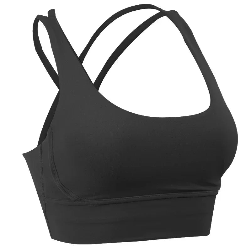 Nuovo reggiseno sportivo push up gilet da yoga incrociato sul retro fitness top imbottito sexy lecture ammortizzante corsa crop top traspirante abbigliamento sportivo