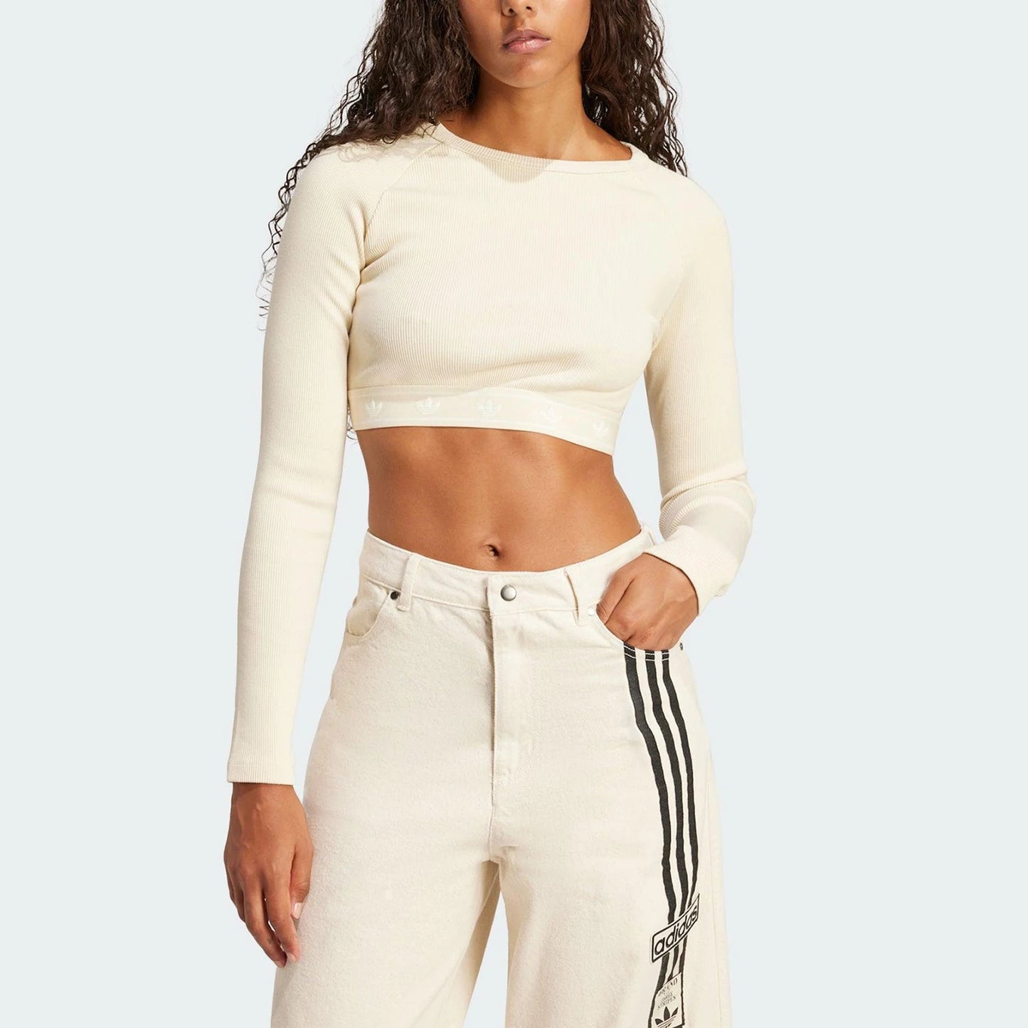 Adidas ufficiale genuino tre strisce da donna casual corto aderente manica lunga JD0013