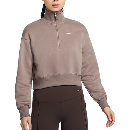 Felpa sportiva in pile corto con mezza zip ufficiale Nike New da donna DQ5768-233