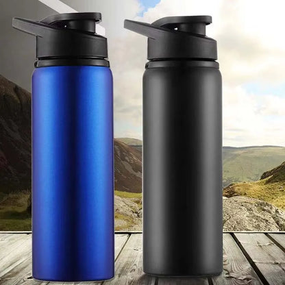 elegante bottiglia d'acqua sportiva portatile in acciaio inossidabile per il tempo libero bicicletta equitazione bottiglia d'acqua potabile tazza da viaggio per sport all'aria aperta