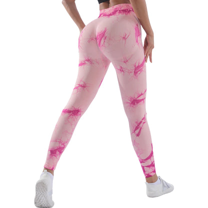 Pantaloni da yoga senza cuciture con tecnologia tie-dye irregolare a vita Larga slim pantaloni sportivi alla moda