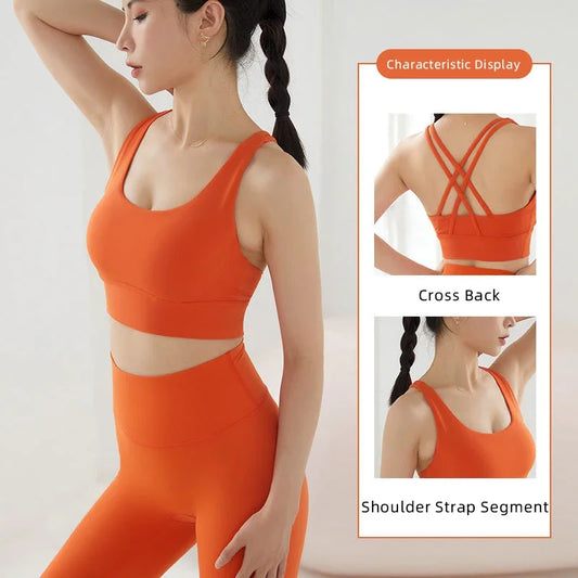 Nuovo reggiseno sportivo push up gilet da yoga incrociato sul retro fitness top imbottito sexy lecture ammortizzante corsa crop top traspirante abbigliamento sportivo