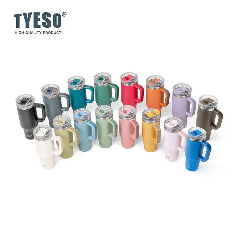 Tyeso 900ML Tumbler Bottiglia Tazza per auto in acciaio inossidabile con manico Tazza calda per caffè termica ghiacciata da viaggio