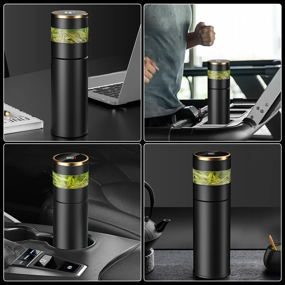 Thermos in acciaio inossidabile 316 per tè Bottiglia d'acqua isolata sotto vuoto Bicchiere Infusore per tè Bottiglia thermos Display della temperatura a LED