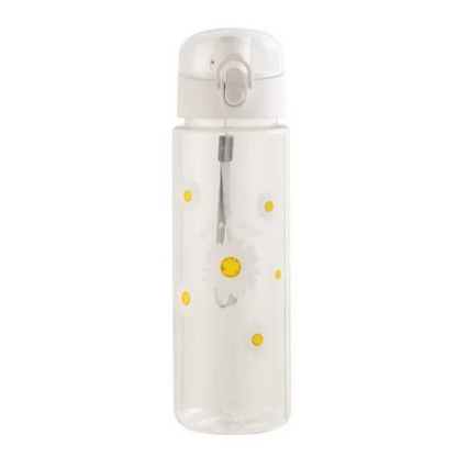 Bottiglia d'acqua in plastica con fiore margherita da 780 ml Bottiglia d'acqua trasparente sportiva Bottiglia per bere trasparente da viaggio per palestra portatile