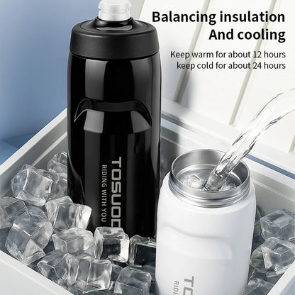 TOSUOD Tazza per acqua isolata in acciaio inossidabile 550ML Bollitore per acqua da ciclismo in acciaio 304 Facile da trasportare Mantieni la bottiglia calda e fredda
