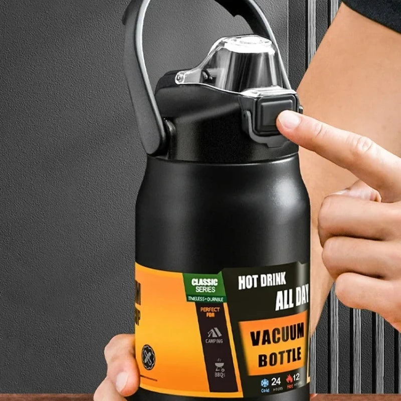 Bottiglia d'acqua isolata in acciaio inossidabile 304 con cannuccia, tazza termica calda e fredda 24 ore, thermos portatile per bicchiere sottovuoto per sport all'aria aperta