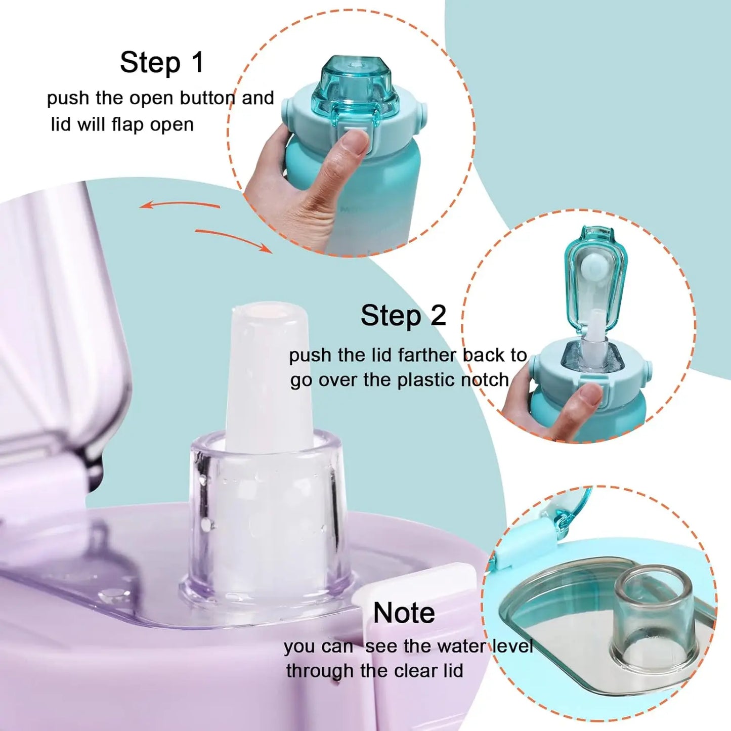 Bottiglia d'acqua da 2 litri con cannuccia Bottiglia d'acqua sportiva di grande capacità Bottiglie portatili per sport fitness da viaggio con indicatore del tempo