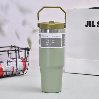 Tazza termica in acciaio inossidabile da 30 Oz, manico in nastro isolante sottovuoto a doppio strato, perfetto per bevande ghiacciate e calde