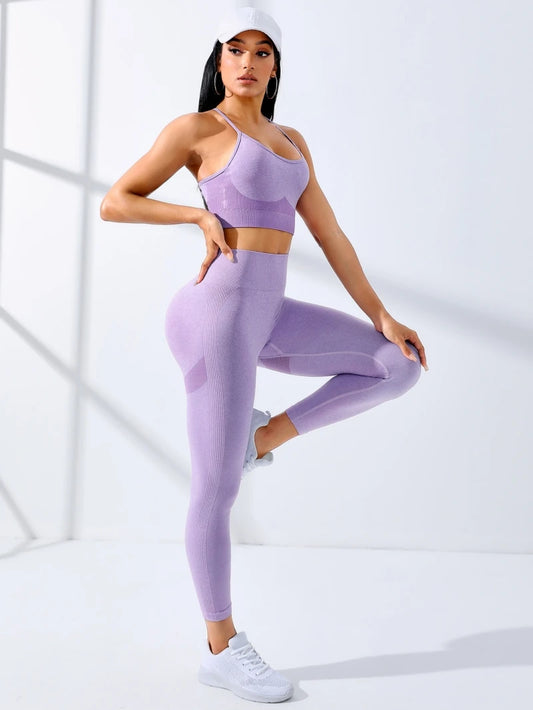 Yoga set for donna 2/complete length of senza cuciture abbigliamento sportivo da Yoga Leggings da tuta e tracolla sottile reggiseno sportivo elasticizzato Fitn