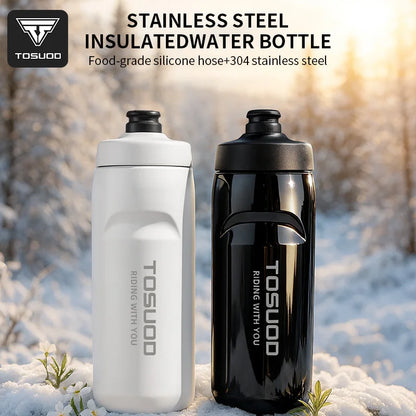 TOSUOD Tazza per acqua isolata in acciaio inossidabile 550ML Bollitore per acqua da ciclismo in acciaio 304 Facile da trasportare Mantieni la bottiglia calda e fredda