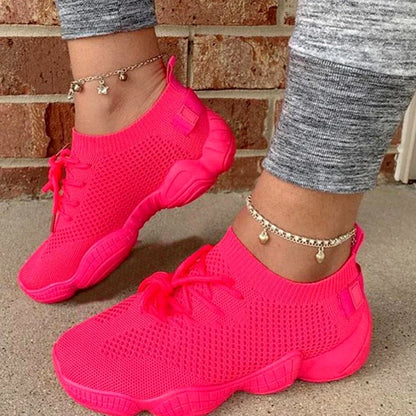 Sneakers da donna scarpe da ginnastica traspiranti di nuova moda scarpe da ginnastica comode da donna tessuto a rete stringate calzature femminili scarpe da donna 