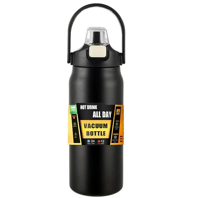 Bottiglia d'acqua isolata in acciaio inossidabile 304 con cannuccia, tazza termica calda e fredda 24 ore, thermos portatile per bicchiere sottovuoto per sport all'aria aperta