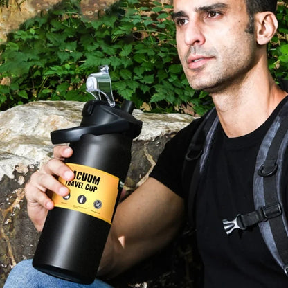 Bottiglia d'acqua isolata in acciaio inossidabile 304 con cannuccia, tazza termica calda e fredda 24 ore, thermos portatile per bicchiere sottovuoto per sport all'aria aperta