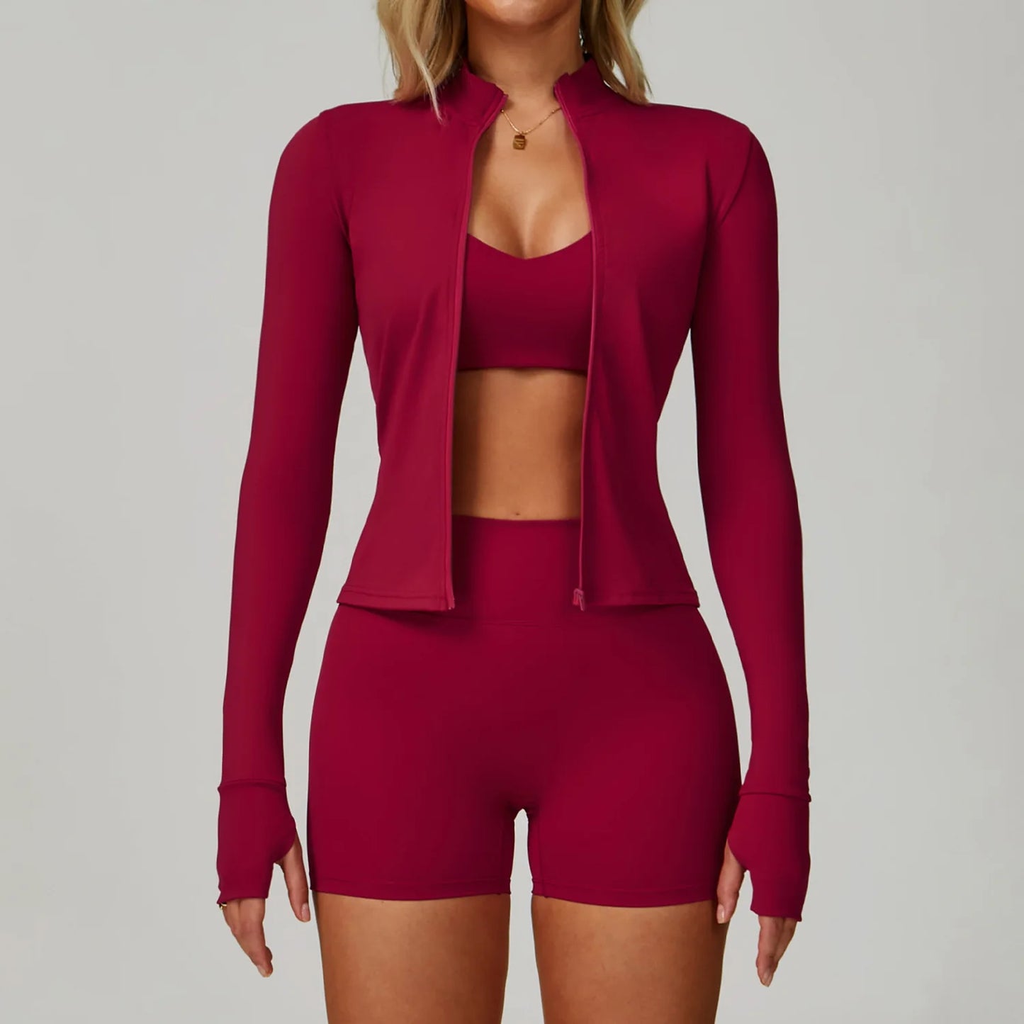 3PCS Tuta da yoga Tuta da donna Reggiseno sportivo Leggings a vita alta Pantaloncini Outfit Set da lezione Fitness Push Up Abbigliamento da allenamento Abbigliamento sportivo