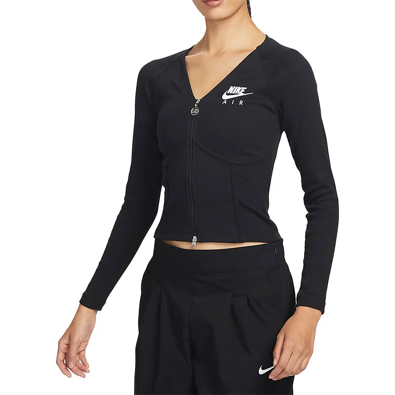 Felpa Nike ufficiale autentica Sportswear da donna a maniche lunghe con zip sul davanti FD2377-010