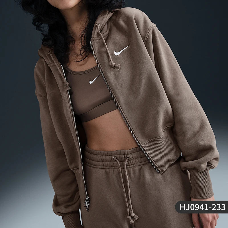 Giacca calda lavorata a maglia a vita corta da donna nuova ufficiale autentica autunno inverno Nike HJ0941-233