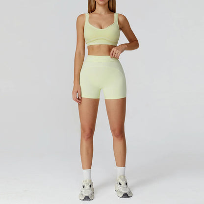 Tuta da yoga Tuta da donna Reggiseno sportivo Legging a vita alta Pantaloncini Completo da palestra Fitness Corsa Abbigliamento da allenamento Push Up Abbigliamento sportivo