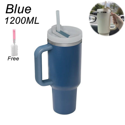 Bicchiere isolato con manico cannuccia tazza sottovuoto in acciaio inossidabile da 1200ml Quencher 2.0 tazza termica per bevande al caffè caldo e freddo