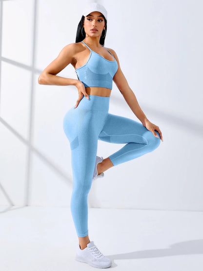 Yoga set for donna 2/complete length of senza cuciture abbigliamento sportivo da Yoga Leggings da tuta e tracolla sottile reggiseno sportivo elasticizzato Fitn
