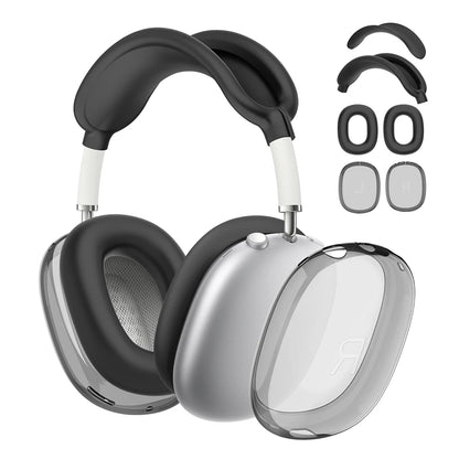 Custodia trasparente 4 in 1 in Silicone + TPU custodia antiurto per auricolari auricolari fodera per fascia cuscino per l'orecchio/protezione per paraorecchie per AirPods Max